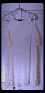 Cream/lace cold shoulder dress
